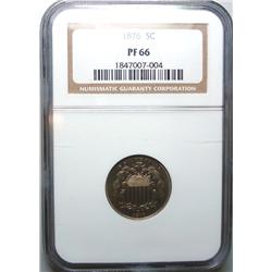 1876 Shield Nickel  NGC PF66