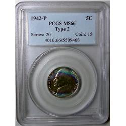 1942 silver  Nickel  PCGS66 !!!!This is a proof coin graded as an unc!!!