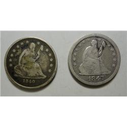 1840O w/drp F  with heavy marks obv and 1847 F/VF