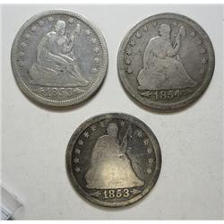 1853 A/RYS F/VF-53O A/RYS G-54 arr  VG Seated Quarter