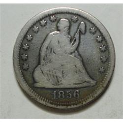 1856O Seated Quarter  Fine.