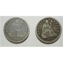 1860 Fine-1861 VF Seated Quarters. CIVIL WAR COLLECTIBLES ALSO