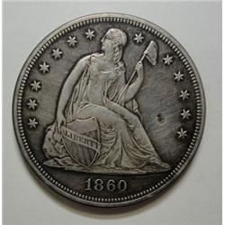 1860 Seated  $  XF cleaned dent on obverse,probably why it was cleaned