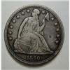 Image 1 : 1860 Seated  $  XF cleaned dent on obverse,probably why it was cleaned