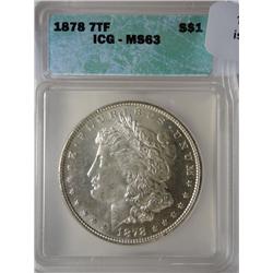 1878 7F Morgan $  ICG63  coin is semi PL