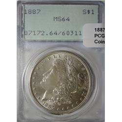 1887 Morgan $  OGH "RATTLER" PCGS64