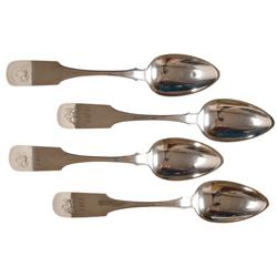Four Decorative Large Silver Table Spoons