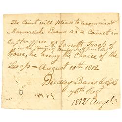 War of 1812 VA Calvary Regiment Field Promotion