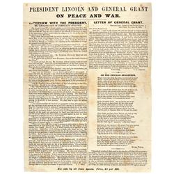 1864 Civil War Union Broadside PRESIDENT LINCOLN