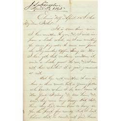 1865, Autograph Letter Signed by James Livington