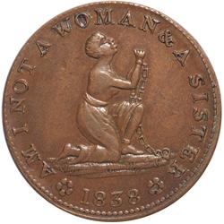 1838-Dated. Anti-Slavery Hard Times Token