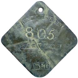 1850-Dated, SERVANT Slave Hire Tag, Charleston