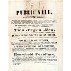 1845, Maryland Slave Auction Printed Broadside
