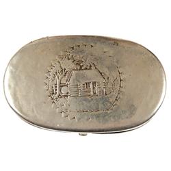 c. 1840, William Henry Harrison, Pewter Snuff Box
