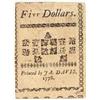Image 2 : Colonial Currency, NC, August 8, 1778, $5