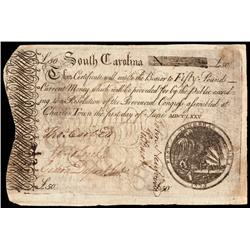 Colonial Currency, SC, June 1 1775, 50 Pound Note