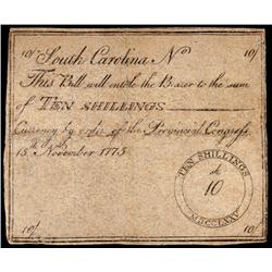 Colonial Currency, SC, Nov. 15 1775, 10 Shillings
