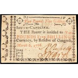 Colonial Currency, SC, March 6, 1776, £2-5s