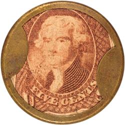 Encased Postage Stamps, 5¢, BURNETTS COCOAINE