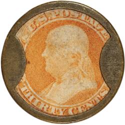 Encased Postage Stamps, 12¢, J GAULT,Ribbed Frame