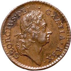 1723 Woods Hibernia Farthing. DEI GRATIA. REX