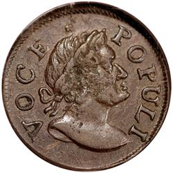 1760 Voce Populi Halfpenny. Extremely Fine-45 Br.