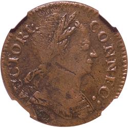1785 Connecticut Copper. Mailed Bust Right, VF-30