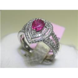 Michael Christoff  Ruby & Diamond 14K Heart Ring Sz 7