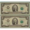 Image 1 : 2 Consec # CU 2003 $2 Bills Notes I Mint Minneapolis