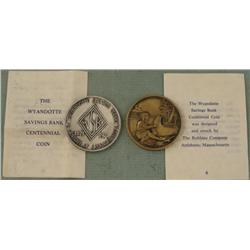2 Diff Wyandotte Bank Commem 1871-1971 Medals