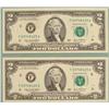 Image 1 : 2 Consec # 2003 A $2 Bills F Mint Atlanta Notes CU