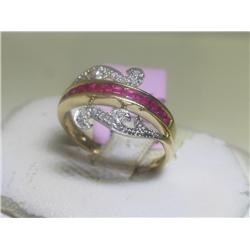 Ruby and Diamonds 14K Yellow Gold Ring Size 7