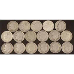 17 Diff Date Roosevelt Silver Dimes 1946-64 -Nice Set