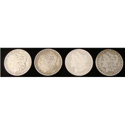 4 Diff Date Morgan Silver Dollars 1884, 85, 86, 87-O