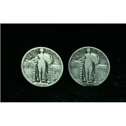 1920-s and 1926-p Standing Liberty Quarters in Average  Circ (VG)