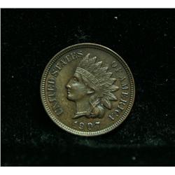 1907-p Indian Cent 1c Grades Select Uncirculated ms63 RB