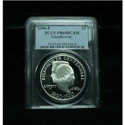 PCGS 1990-p Eisenhower Centennial Proof Commemorative Silver Dollar graded PR69 DCAM
