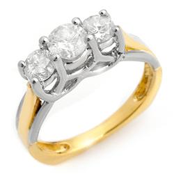 Natural 1.35ct Three-stone Diamond Ring 14K 2Tone Gold