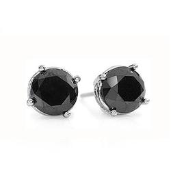 Natural 1.0 ctw Black Diamond Stud Earrings 14K Gold