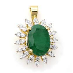 Genuine 6.21 ctw Emerald & Diamond Pendant Yellow Gold