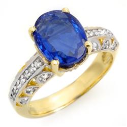 Genuine 4.33 ctw Kunzite & Diamond Ring 10K Yellow Gold