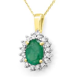 Genuine 3.5 ctw Emerald & Diamond Necklace Yellow Gold