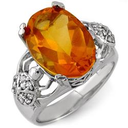 Genuine 6.20 ctw Citrine & Diamond Ring 10K White Gold