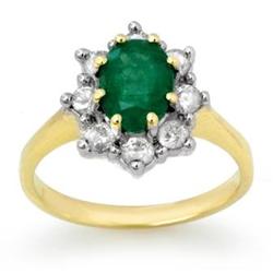 Genuine 2.02 ctw Emerald & Diamond Ring 14K Yellow Gold