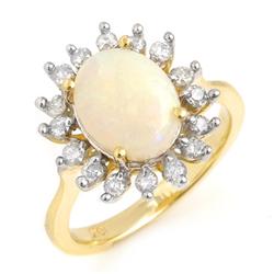 Genuine 1.78 ctw Opal & Diamond Ring 10K Yellow Gold