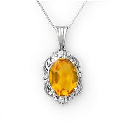 Genuine 5.80 ctw Citrine & Diamond Necklace White Gold