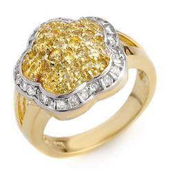 Genuine 1.50 ctw Yellow Sapphire & Diamond Ring 14K White Gold