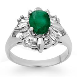 Genuine 1.75 ctw Emerald & Diamond Ring 10K White Gold