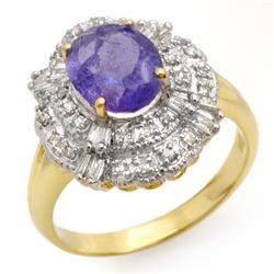 Genuine 2.70ct Tanzanite & Diamond Ring 14K Yellow Gold