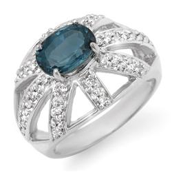 Genuine 1.90ctw Blue Sapphire & Diamond Ring White Gold